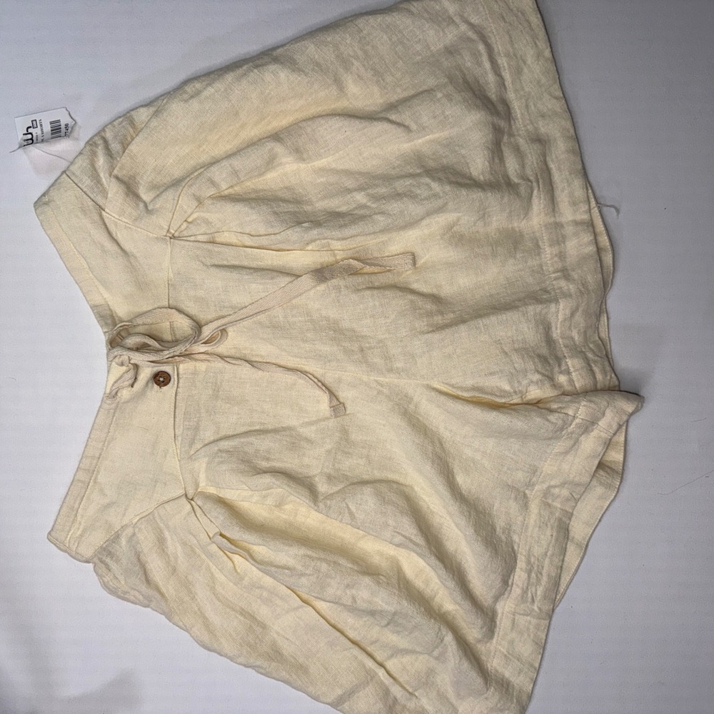 Nwt Free People Yellow Linen Blend Pleated Drawstring Shorts Relaxed Fit XS TP - Picture 7 of 8